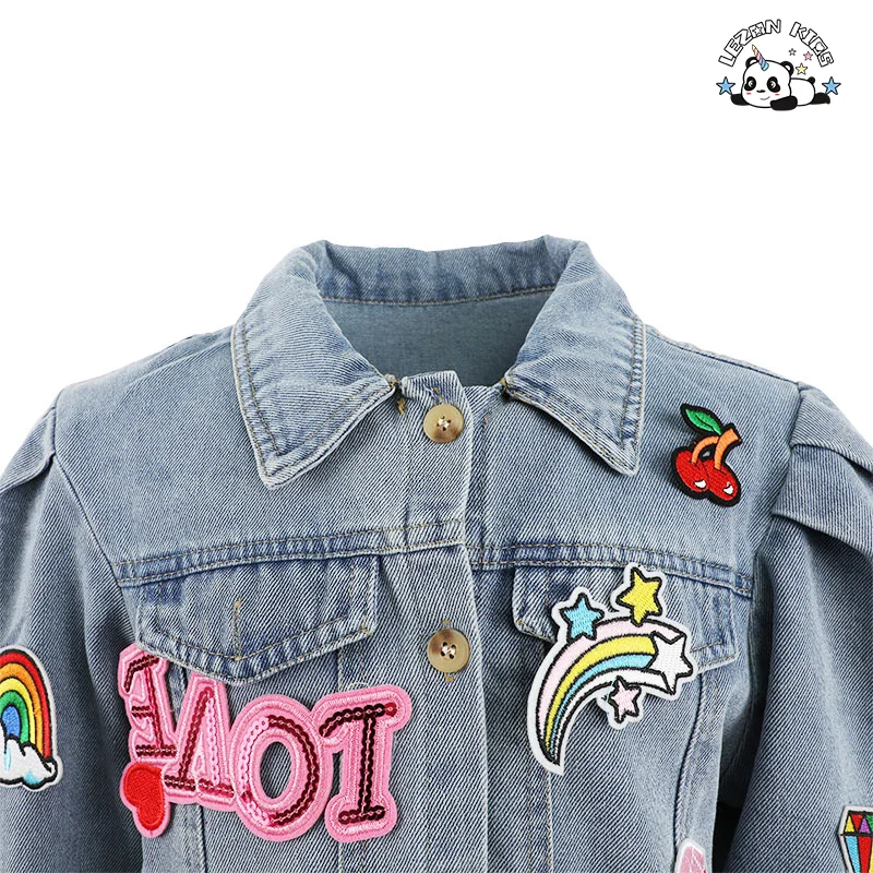LEZONKIDS - Customizable Spring Autumn Denim Breathable Sets Jacket Skirts Girls Clothing Sets for 2-14T